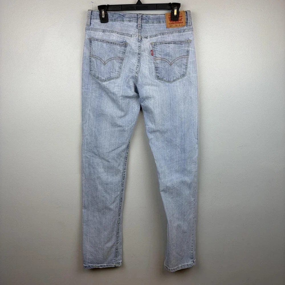 Levis 502 Jeans Mens 29x31 Light Wash Regular Taper Denim Stretch‎ Pants